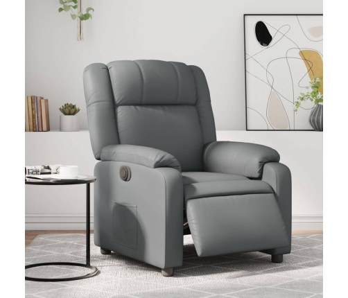 Sillón reclinable eléctrico de cuero sintético gris