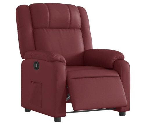 Sillón reclinable eléctrico de cuero sintético rojo tinto