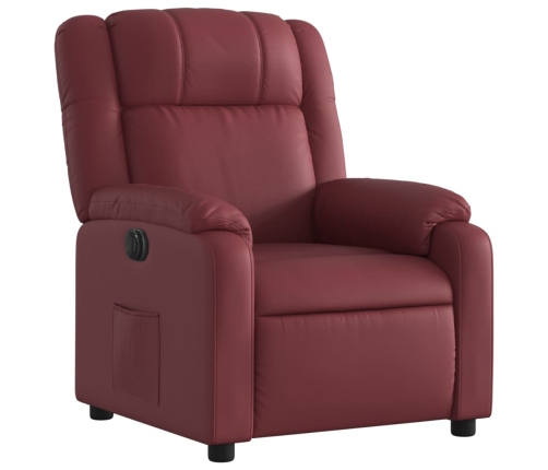 Sillón reclinable eléctrico de cuero sintético rojo tinto