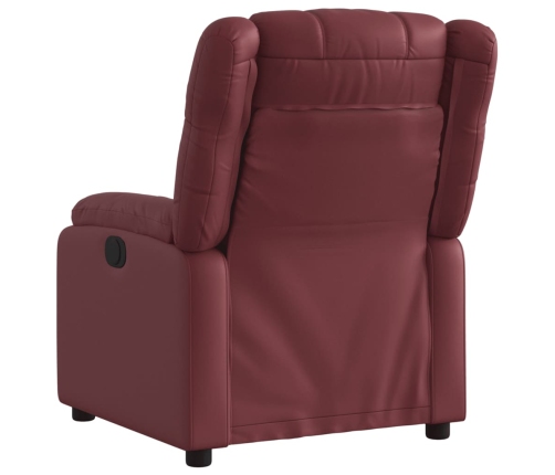 Sillón reclinable eléctrico de cuero sintético rojo tinto