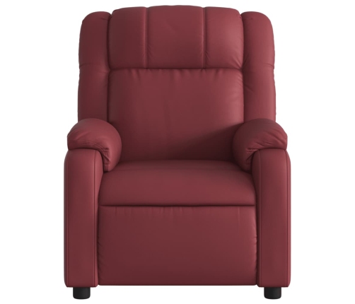 Sillón reclinable eléctrico de cuero sintético rojo tinto