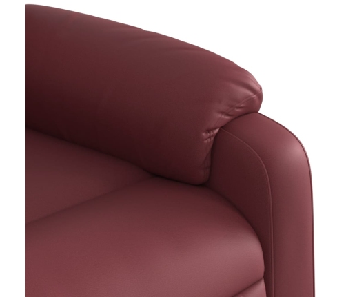 Sillón reclinable eléctrico de cuero sintético rojo tinto