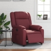 Sillón reclinable eléctrico de cuero sintético rojo tinto