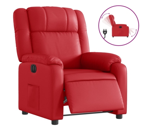 Sillón reclinable eléctrico de cuero sintético rojo