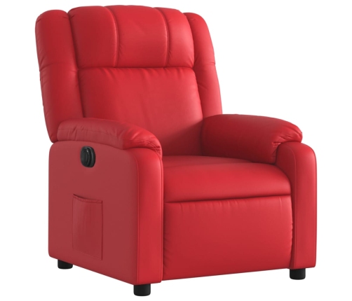 Sillón reclinable eléctrico de cuero sintético rojo