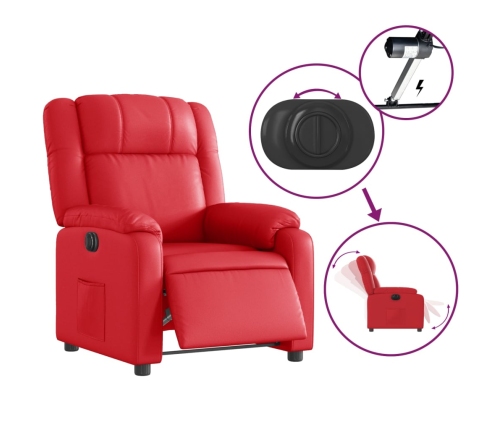 Sillón reclinable eléctrico de cuero sintético rojo