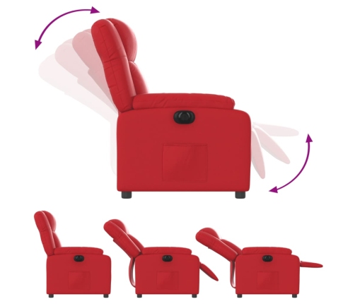 Sillón reclinable eléctrico de cuero sintético rojo