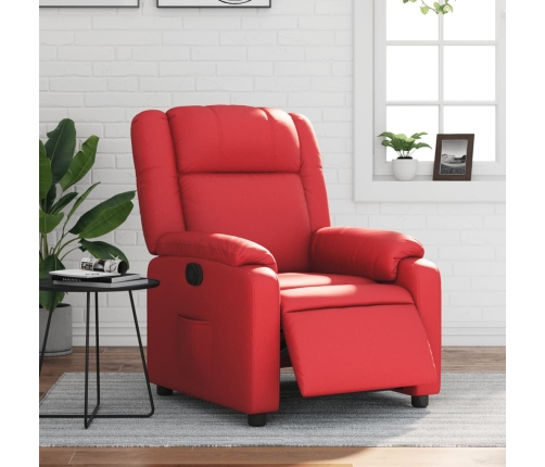 Sillón reclinable eléctrico de cuero sintético rojo