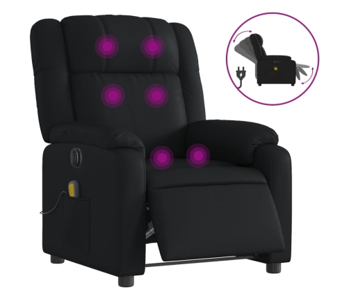 Sillón de masaje reclinable eléctrico cuero sintético negro