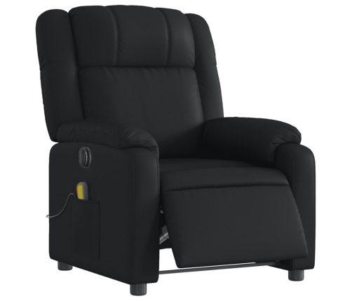 Sillón de masaje reclinable eléctrico cuero sintético negro