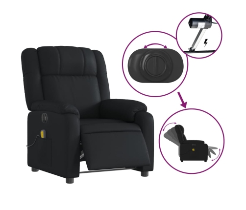 Sillón de masaje reclinable eléctrico cuero sintético negro