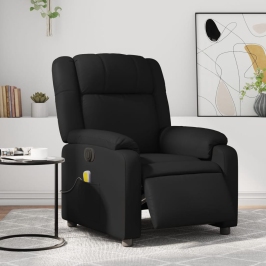 Sillón de masaje reclinable eléctrico cuero sintético negro