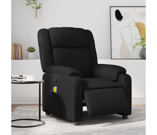 Sillón de masaje reclinable eléctrico cuero sintético negro