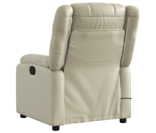 Sillón de masaje reclinable eléctrico cuero sintético crema