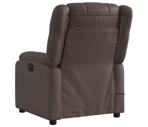 Sillón de masaje reclinable eléctrico cuero sintético marrón