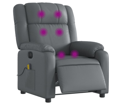 Sillón de masaje reclinable eléctrico cuero sintético gris