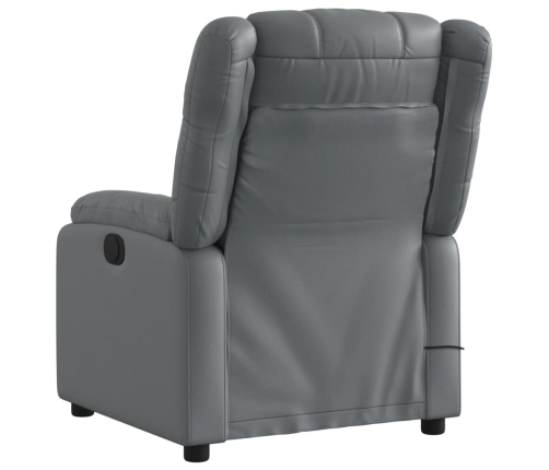 Sillón de masaje reclinable eléctrico cuero sintético gris