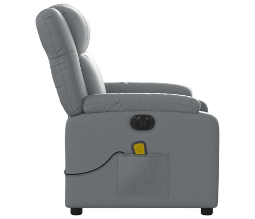 Sillón de masaje reclinable eléctrico cuero sintético gris