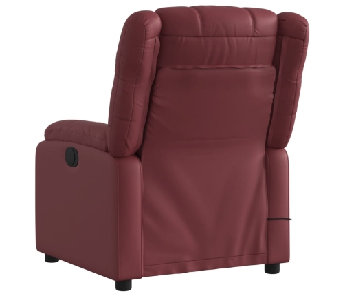 Sillón masaje reclinable eléctrico cuero sintético rojo tinto