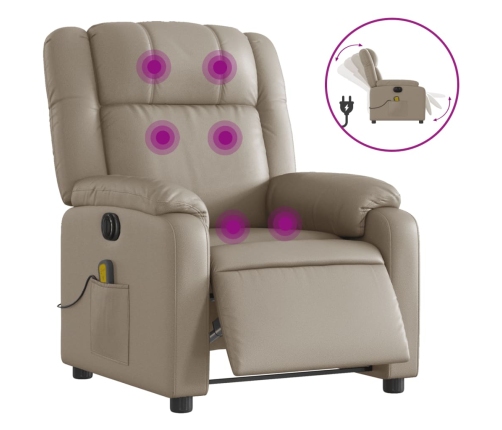 Sillón reclinable de masaje eléctrico cuero sintético capuchino