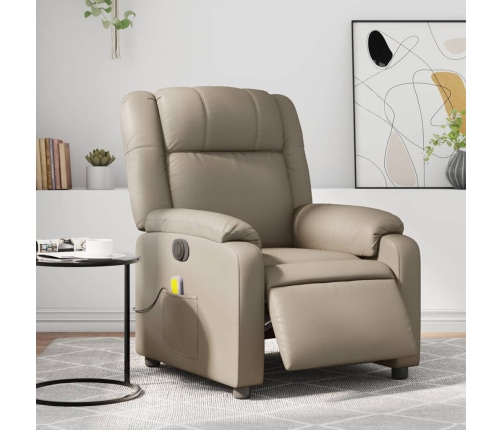 Sillón reclinable de masaje eléctrico cuero sintético capuchino