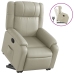 Sillón reclinable elevable cuero artificial color crema