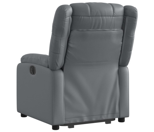 Sillón reclinable elevable cuero artificial gris