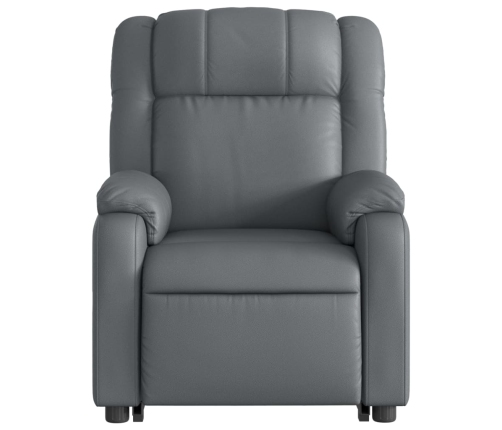 Sillón reclinable elevable cuero artificial gris