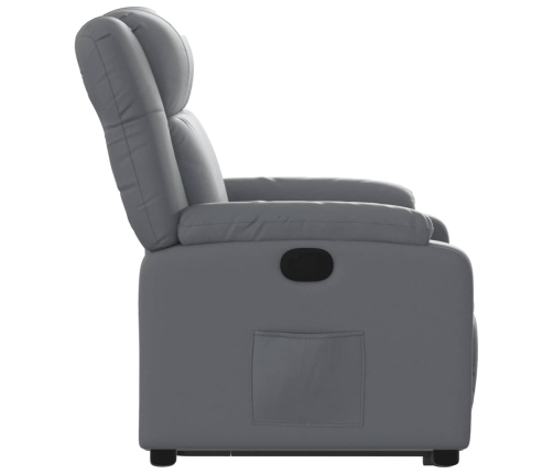 Sillón reclinable elevable cuero artificial gris