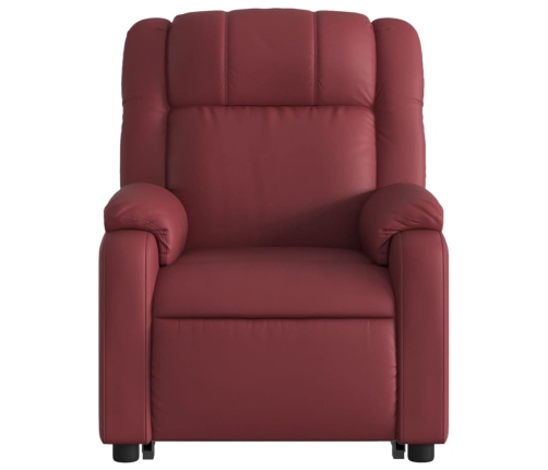 Sillón reclinable elevable cuero artificial rojo tinto