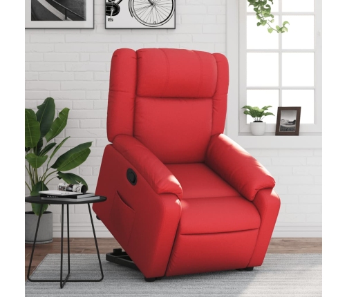 Sillón reclinable elevable cuero artificial rojo