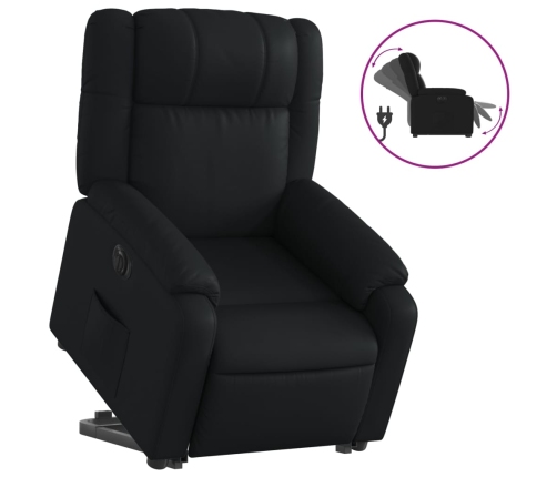 Sillón reclinable y elevable eléctrico cuero sintético negro