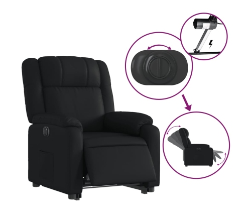 Sillón reclinable y elevable eléctrico cuero sintético negro