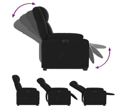 Sillón reclinable y elevable eléctrico cuero sintético negro