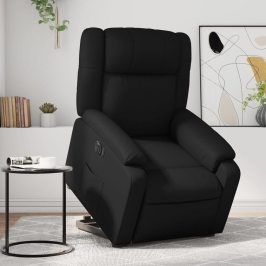 Sillón reclinable y elevable eléctrico cuero sintético negro