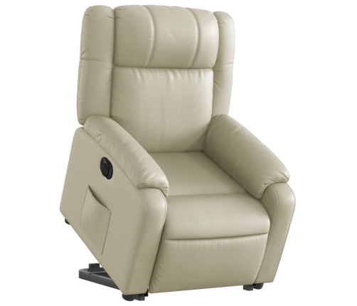 Sillón reclinable elevable eléctrico de cuero sintético crema