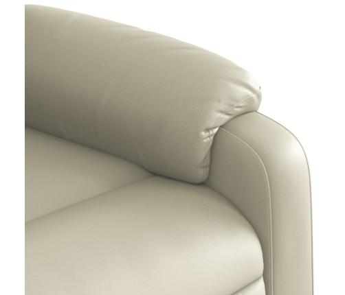 Sillón reclinable elevable eléctrico de cuero sintético crema