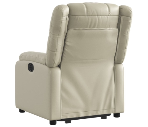 Sillón reclinable elevable eléctrico de cuero sintético crema