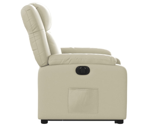 Sillón reclinable elevable eléctrico de cuero sintético crema