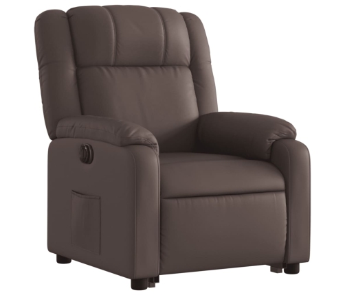 Sillón reclinable elevable eléctrico de cuero sintético marrón