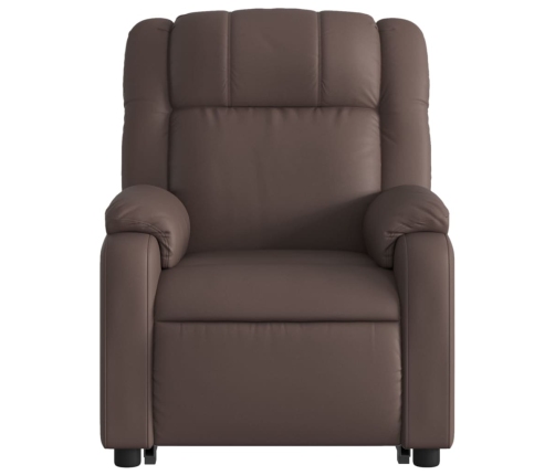 Sillón reclinable elevable eléctrico de cuero sintético marrón