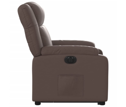 Sillón reclinable elevable eléctrico de cuero sintético marrón