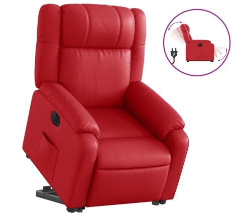 Sillón elevable eléctrico cuero artificial rojo