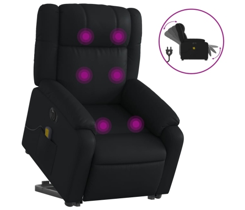 Sillón de masaje elevable eléctrico cuero sintético negro