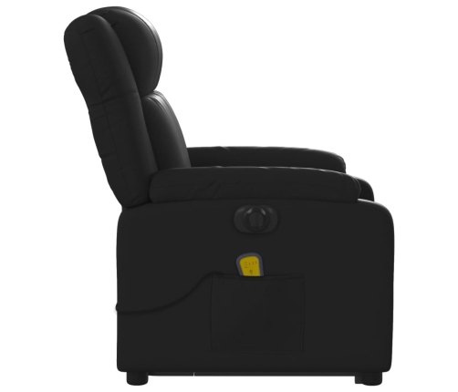 Sillón de masaje elevable eléctrico cuero sintético negro