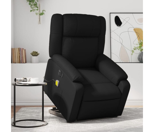 Sillón de masaje elevable eléctrico cuero sintético negro