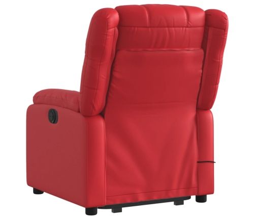 Sillón de majaje elevable eléctrico cuero artificial rojo