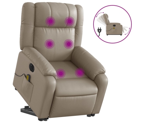 Sillón reclinable de masaje eléctrico cuero sintético capuchino