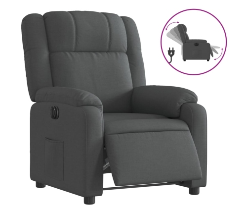 Sillón reclinable eléctrico de tela gris oscuro