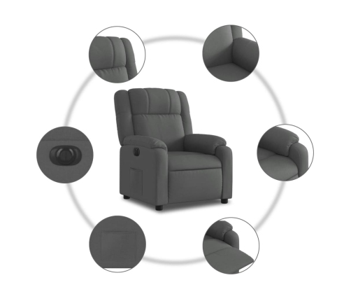 Sillón reclinable eléctrico de tela gris oscuro